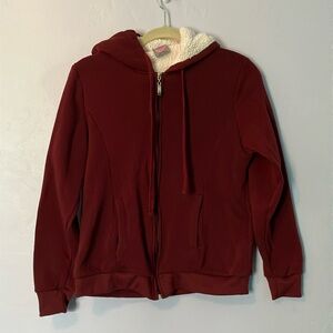 Starting point Sherpa lined maroon zip up jacket Sz Small